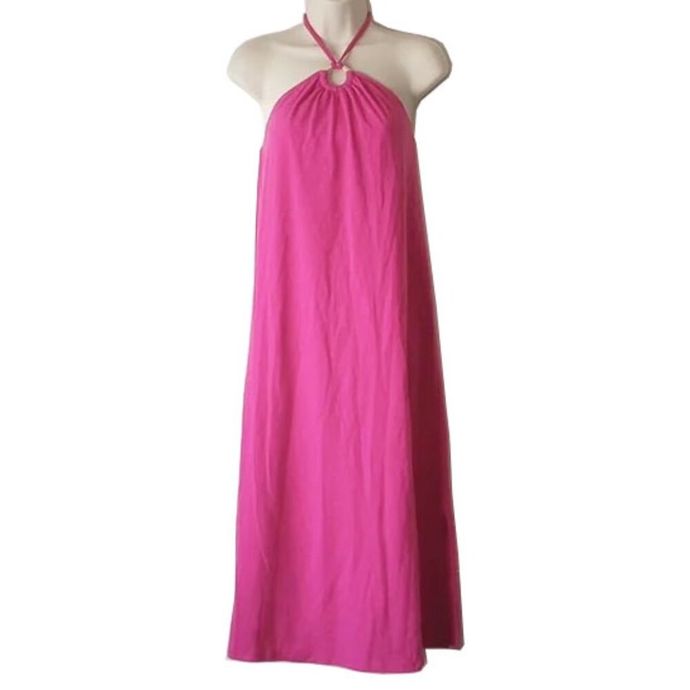 *50off3* NWOT Old Navy Slub-Knit Self-Bra Halter Midi Dress S Dragonfruit